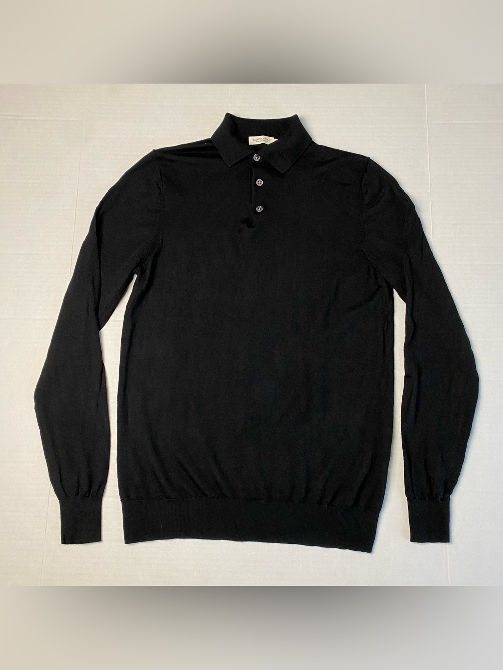 Suitsupply Merino Wool Sweater Polo Shirt Mens Medium Black Long Sleeve Knit